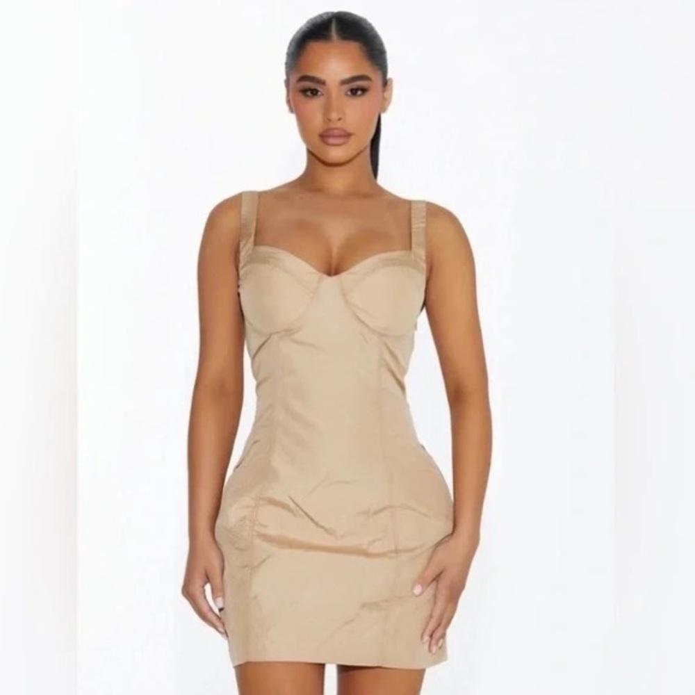 Beige Bodycon Bustier Mini Dress